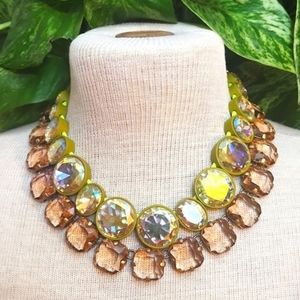 J. Crew Square Translucent Stone Infinity Statement Necklace